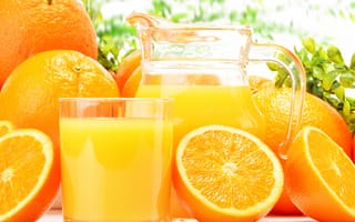 Картинка апельсины, кувшин, апельсиновый сок, стакан