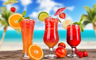 Картинка коктейль, напиток, напитки, апельсин, цитрус, фрукт, лайм, кислый, клубника, ягода, ягоды, отпуск, релакс, лето