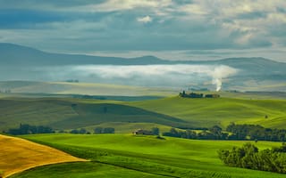 Картинка Тоскана, Италия, природа, холм, луг, поле, гора, пейзаж