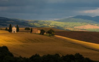 Картинка Тоскана, Италия, природа, холм, поле, пейзаж