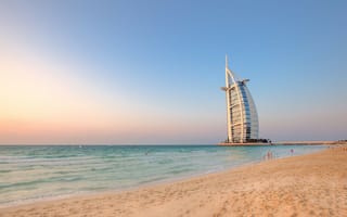 Картинка Дубай, Бурдж-эль-Араб, океан, море, вода, природа, парус, берег, побережье, песок, песчаный, пляж