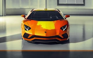 Картинка Lamborghini Aventador, Lamborghini, Aventador, Ламборджини, Ламборгини, люкс, дорогая, спорткар, машины, машина, тачки, авто, автомобиль, транспорт, вид спереди, спереди, оранжевый