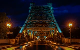 Картинка мост, мосты, ночь, огни, подсветка
