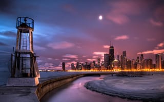 Картинка город, ночь, Чикаго