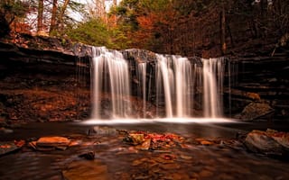 Картинка река, природа, водопад, осень