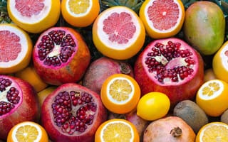 Картинка гранат, фрукт, апельсин, цитрус, фрукты