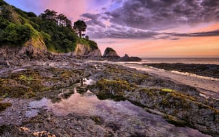 Картинка lee bay, rock, coast, england, atlantic ocean