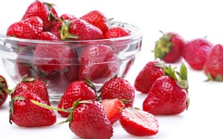 Картинка fresh berries, свежие ягоды, миска, клубники, strawberries, bowl