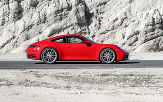 Картинка Porsche, Порше, машины, машина, тачки, авто, автомобиль, транспорт, вид сбоку, сбоку, гора, красный