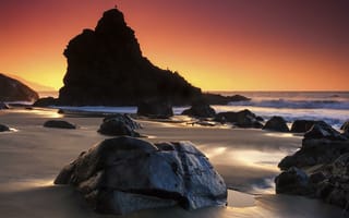 Картинка камни, San Francisco, пейзаж, California, скалы, океан, песок, Baker Beach, берег