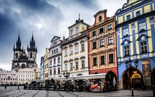 Картинка Прага, Чехия, город, города, здания, исторический, история, старинный, вечер