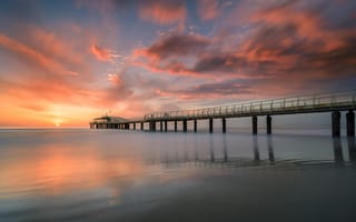 Картинка sunset, ocean, cloud, pier, wave