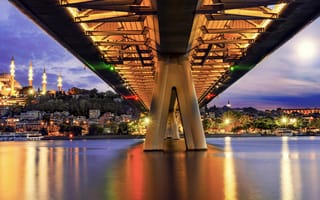 Картинка мост, мосты, город, здания, вечер