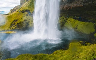 Картинка Сельяландсфосс, водопад, скала, утес, Исландия, природа