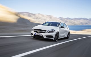 Картинка Mercedes-Benz, AMG, В Движение, Передок, A45, Белый