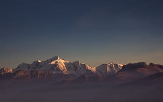 Картинка горы, гора, природа, сумерки, вечер, туман, дымка