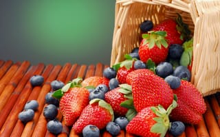 Картинка клубника, ягода, ягоды, фрукты, фрукт, черника, корзина