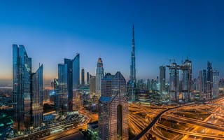 Картинка Дубай, ОАЭ, Объединенные Арабские Эмираты, город, города, здания, мегаполис, ночь, темнота