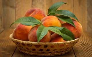 Картинка персик, фрукт, фрукты, корзина
