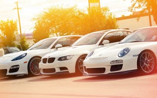 Картинка Porsche, Panamera, 911, Turbo, белый, BMW, суперкары, тюнинг, M3