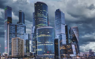 Картинка Москва, Россия, город, города, здания, небоскреб, высокий, здание, вечер