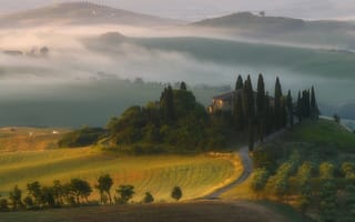 Картинка Италия, природа, холм, туман, дымка, облачно, облачный, облака