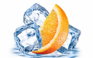 Картинка апельсин, цитрус, фрукт, фрукты, ломтик, лед