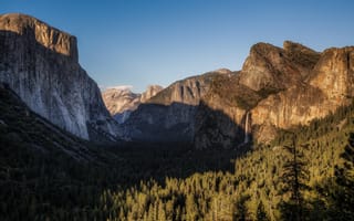 Обои Yosemite National Park, горы, Национальный парк Йосемити, долина, водопад, лес, скалы, California