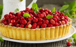 Картинка пирог, торт, десерт, выпечка, сладость, сладости, земляника, ягоды, ягода, сладкий, еда