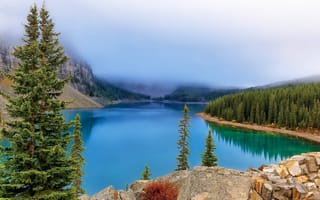 Картинка Канада, озера, озеро, природа, вода, пейзаж, туман, дымка
