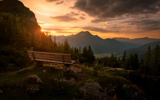Картинка Австрия, горы, гора, природа, пейзаж, вечер, сумерки, закат, заход