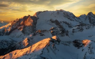 Картинка горы, гора, природа, скала, снег, вечер, закат, заход