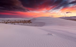 Картинка New Mexico, White Sands National Monument, colorful sunset