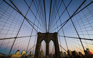Картинка Нью-Йорк, Нью Йорк, США, мост, мосты, город, здания