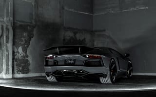 Картинка Lamborghini Aventador, Lamborghini, Aventador, Ламборджини, Ламборгини, люкс, дорогая, спорткар, машины, машина, тачки, авто, автомобиль, транспорт, вид сзади, сзади, черно-белый, черный, монохром, монохромный