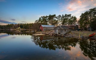 Картинка Муссало, Финляндия, озера, озеро, природа, вода, пейзаж, дом, отражение