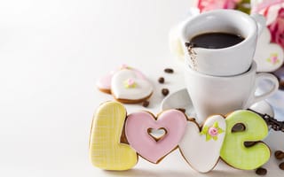 Картинка кофе, напиток, чашка, напитки, печенье, десерт, выпечка, сладость, сладости, любовь