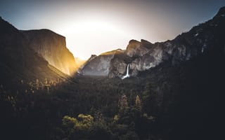Картинка Йосемитский Национальный Парк, Йосемитский, национальный парк, США, Калифорния, горы, гора, природа, вечер, ночь, темнота