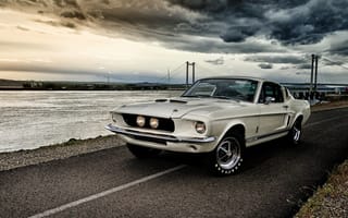 Картинка Mustang, ретро автомобили, ретро, машины, машина, тачки, авто, автомобиль, транспорт, дорога, облака, туча, облако, тучи, небо