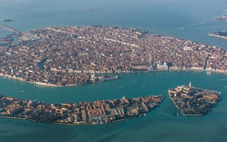 Картинка острова, Венеция, каналы, панорама, дома, Италия, море