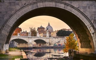 Картинка Рим, Италия, город, города, здания, арка, архитектура, купол