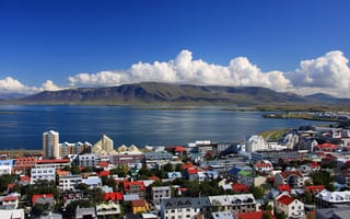 Картинка Рейкьявик, Исландия, город, города, здания, гора