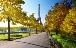 Картинка Эйфелева башня, башня, Париж, Франция, город, города, здания, осень