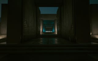 Картинка туннель, архитектура, здание, свечение, ночь, темнота