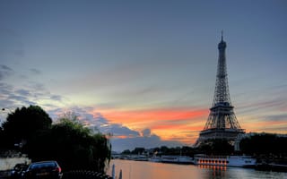 Картинка Эйфелева башня, башня, Париж, Франция, город, города, здания, вечер, закат, заход