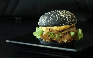 Картинка бургер, еда, вкусная, черный