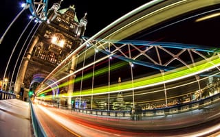 Картинка Tower bridge, ночь, city, Тауэрский мост, Великобритания, огни, London, Лондон, выдержка, свет