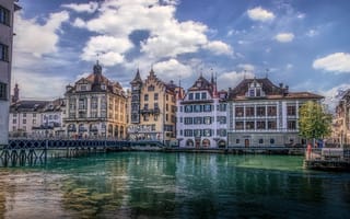 Картинка Люцерн, Швейцария, город, города, здания, вода, озеро, пруд