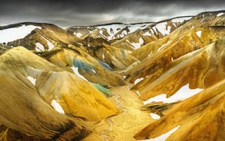 Картинка Исландия, горы, гора, природа, каньон, снег