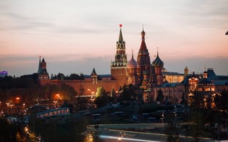 Картинка Москва, Россия, город, города, здания, вечер, сумерки